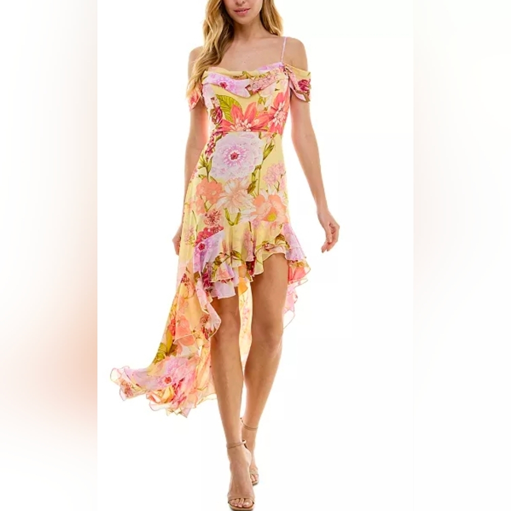 CITY STUDIO Womens Juniors Drape Neck Cold Shoulder Dress Size 1X